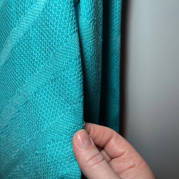 Ming Wang Aqua Teal Green Open Front Knit Cardigan Sweater Jacket PXL - Picture 8 of 14